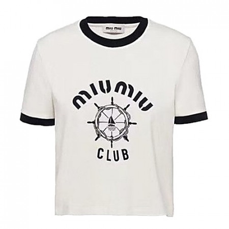 MIUMIU 돛단배 배색 티셔츠