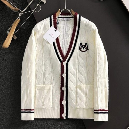 Moncler 자수로고 삼선 케이블 양모V 가디건
