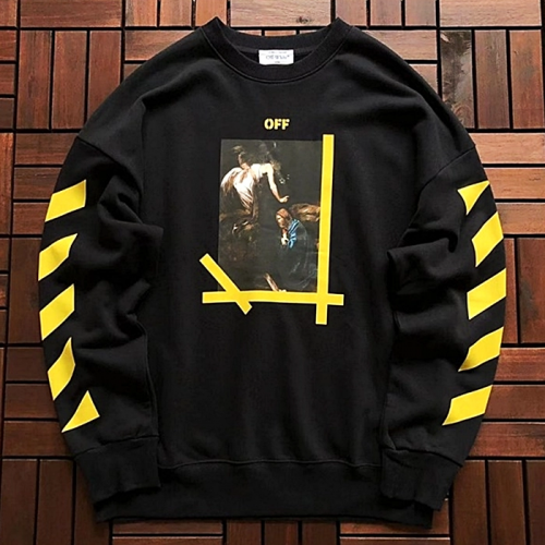OFF-WHITE 옐로우 카라바죠 다니엘 맨투맨