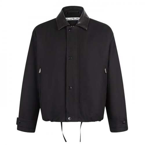Acne Studios 가죽 칼라 봄버 재킷