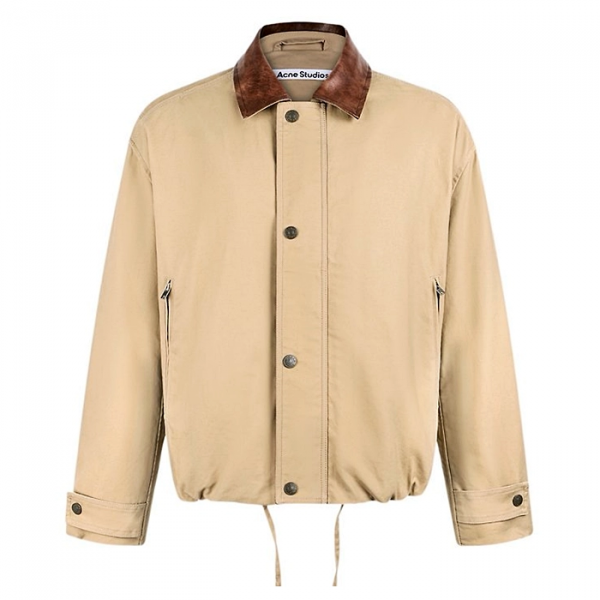 Acne Studios 가죽 칼라 봄버 재킷