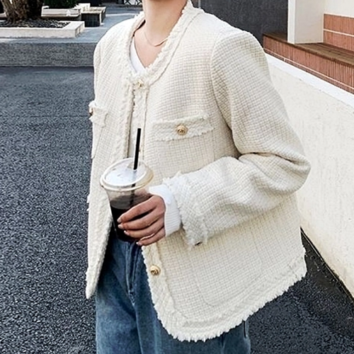 CHANEL 타월 브러치 트위드 자켓