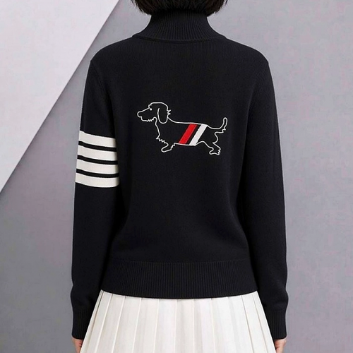 THOM BROWNE 헥터 4-바 하이넥 버튼 니트 가디건