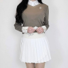지*어 배색 브이 카라긴팔