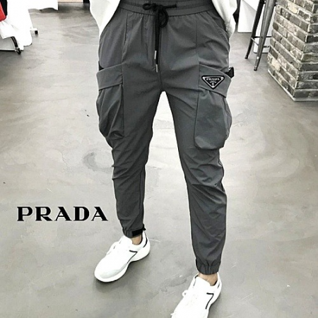 PRADA 삼각로고 스트레치 아이스 카고 조거팬츠