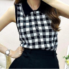 톰브*운 체크 카라 조끼