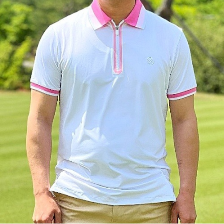 G/FORE 지*어 Tri-Colour 집업 폴로 티셔츠