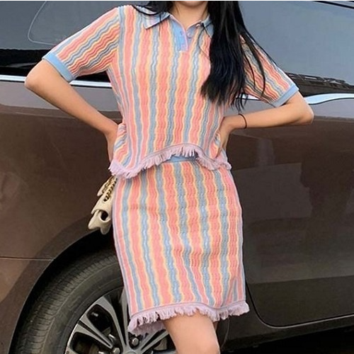구* 파스텔 수술 카라 치마세트