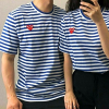 COMME des GARÇONS 하트 단가라 반팔 티셔츠