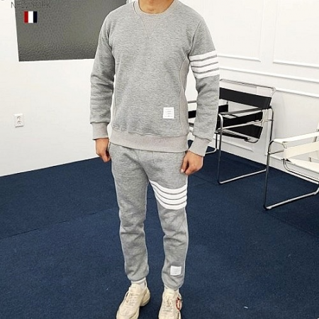 THOM BROWNE 사선완장 옆라인 기모 트레이닝 SET