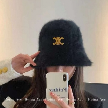 CELI*E 2023 벨벳 로고패치 버킷햇모자