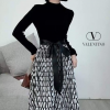VALENTI*O 배색 V패턴 니트OPS