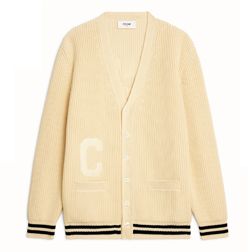 CELINE 코튼 PARIS 패치 롱 컬리지 가디건
