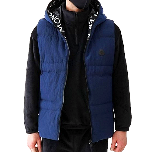 MONCLER 후드라인 블랙 패치 다운 베스트