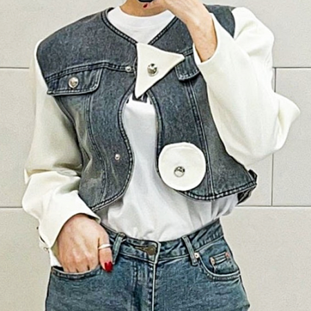CELI*E 연청 데님 숏 자켓