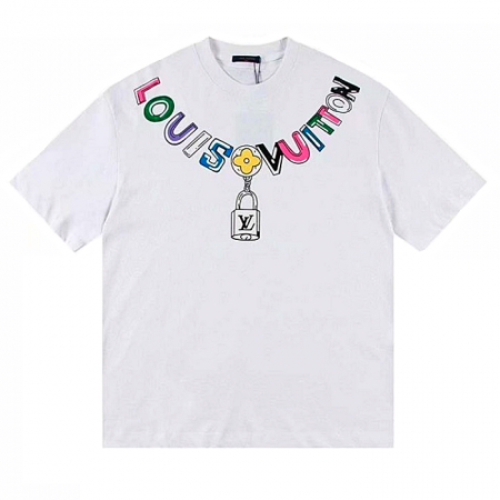 LOUIS VUITTON LV 넥 자물쇠 로고 반팔