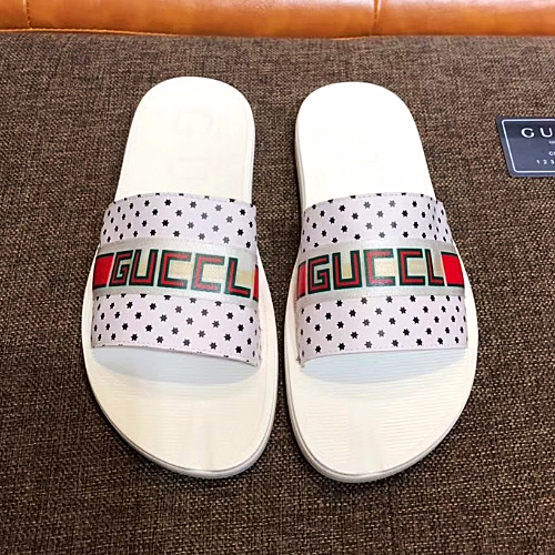 GUCCI 밴딩로고 슬리퍼 화이트