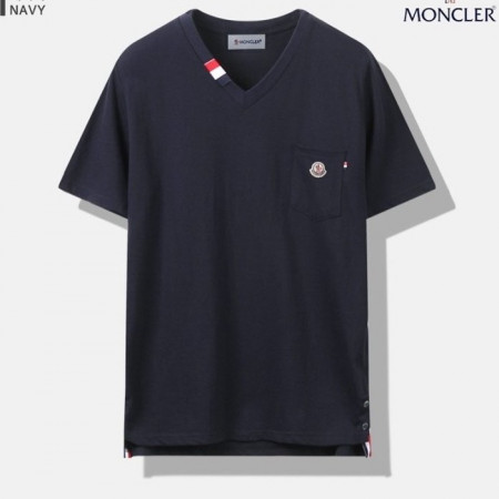 MONCL*R   원포켓 넥테이핑 브이넥반팔티