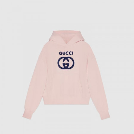 GUCCI 자수 코튼 저지 스웨트셔츠 - 라이트 핑크