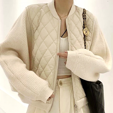몽클*어 MONCLER 니트배색 퀄팅 점퍼