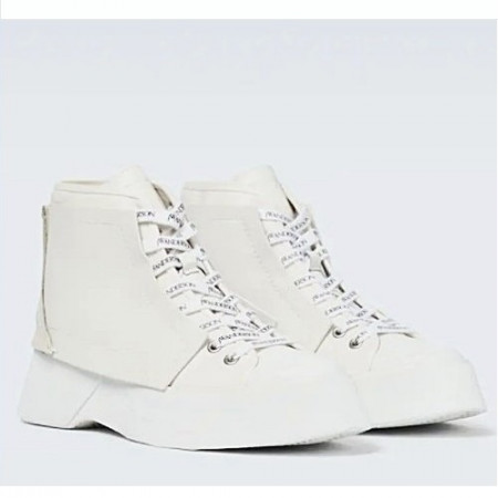 JW Anderson 캔버스 앤 레더 하이탑 스니커즈 화이트