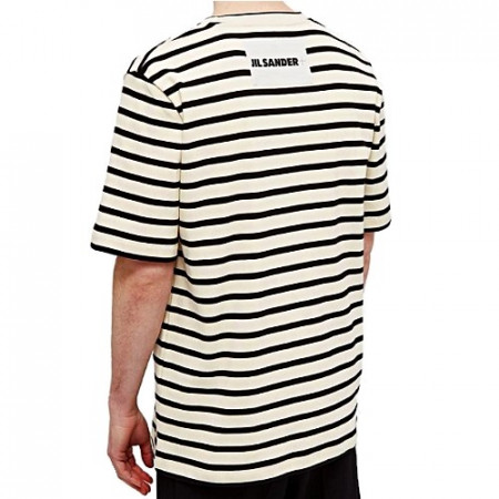 질샌* JIL SANDER 스트라이프 라벨보더 티셔츠