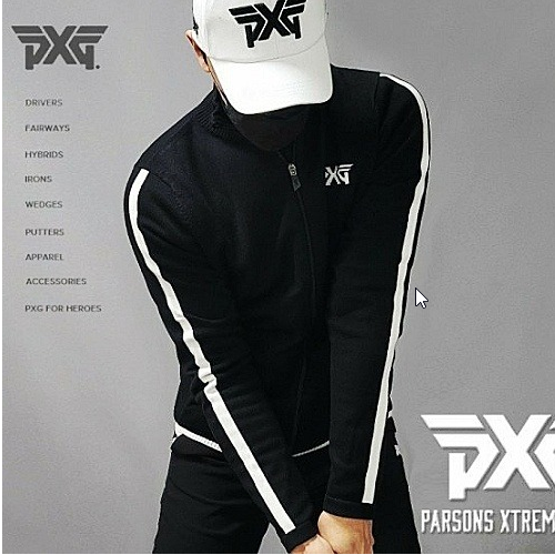 (국내배송) PXG 원라인 콤비 니트 집업